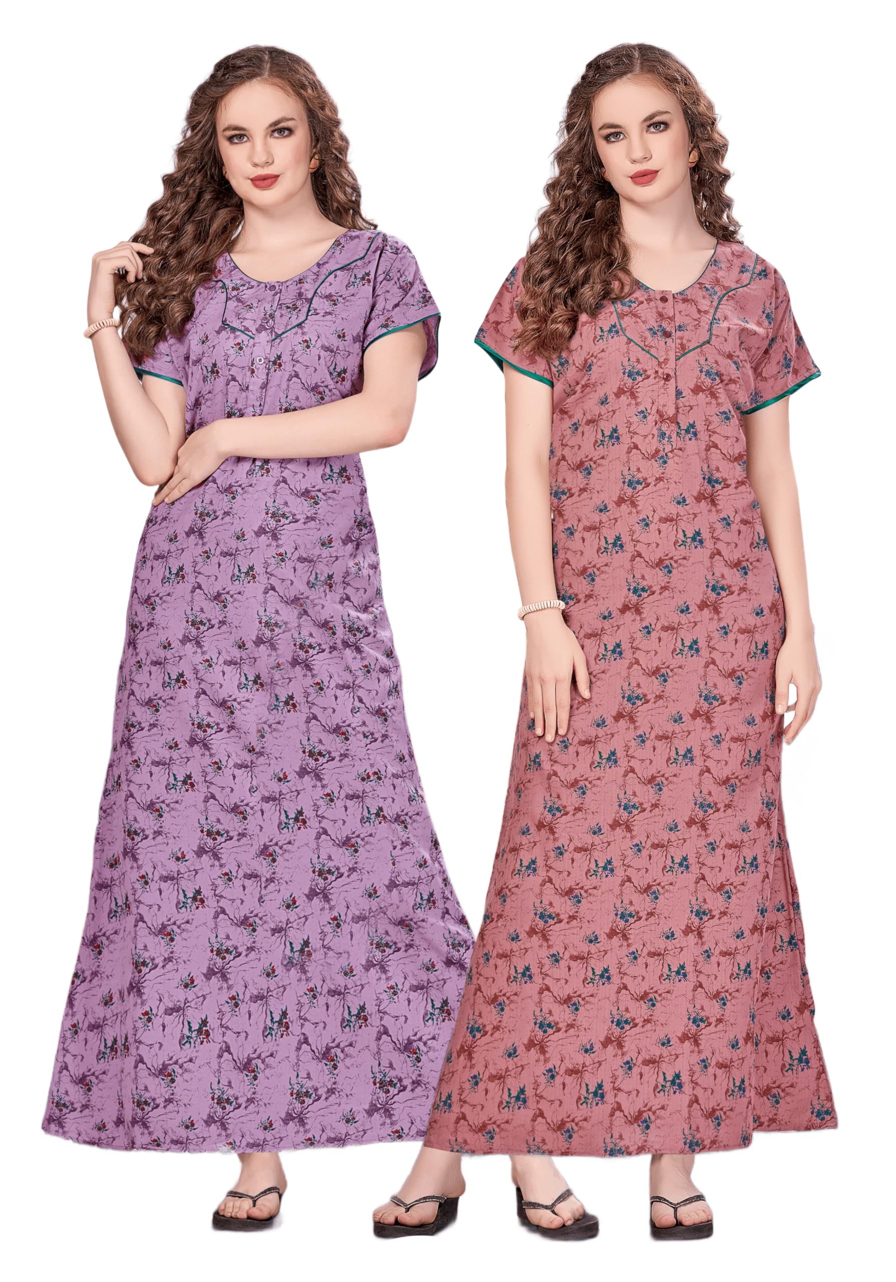 g4girl Women's Cotton Regular Nighty Rajasthani Nighty Rajasthani Gown Jaipuri Nighty Jaipuri Gown Maxi Gown with Pocket (Combo)-picture-43