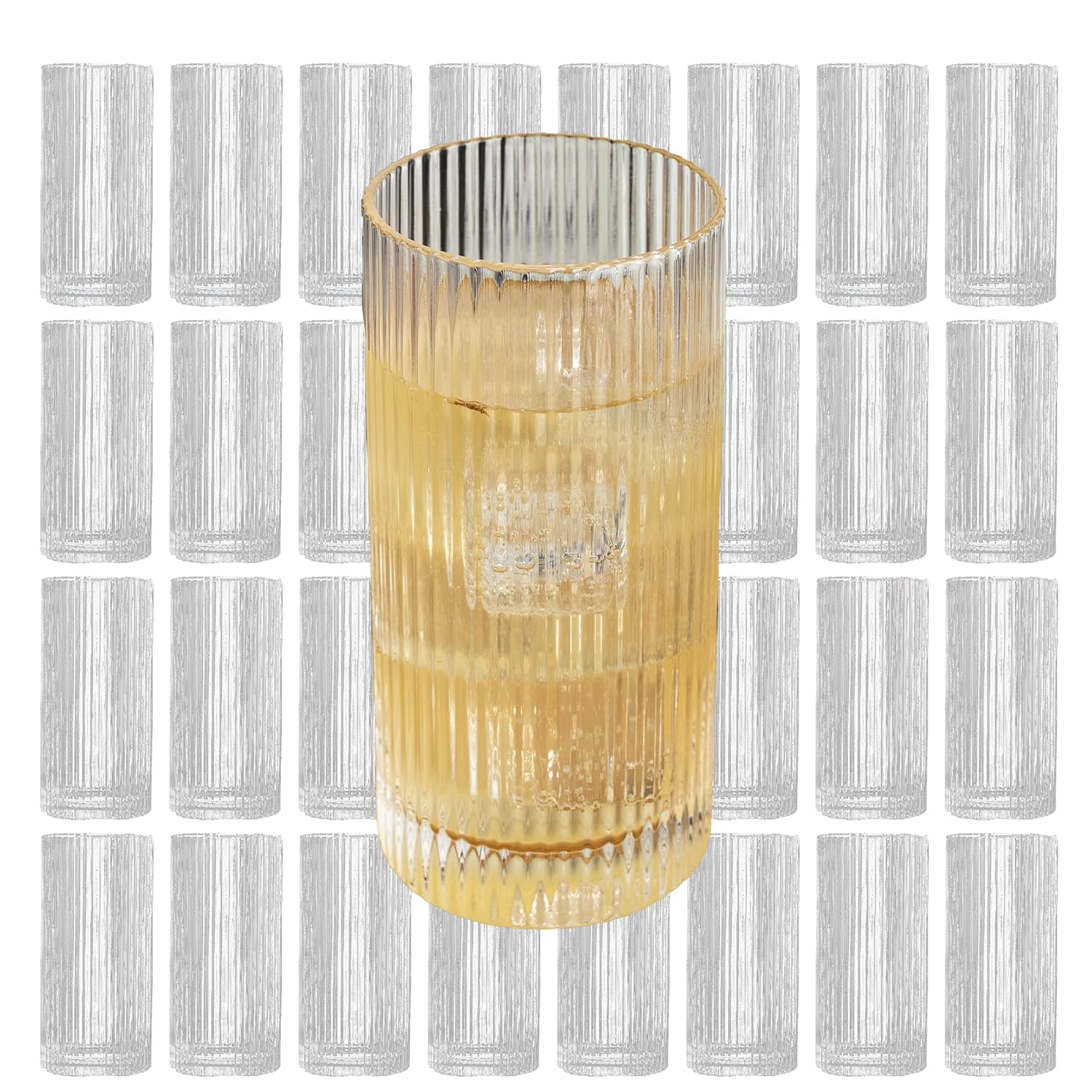LEMONSODA Vintage Straight Line Highball Cocktail Drinking Glasses and Tumblers 10oz 12oz 12 oz Set of 48 2072
