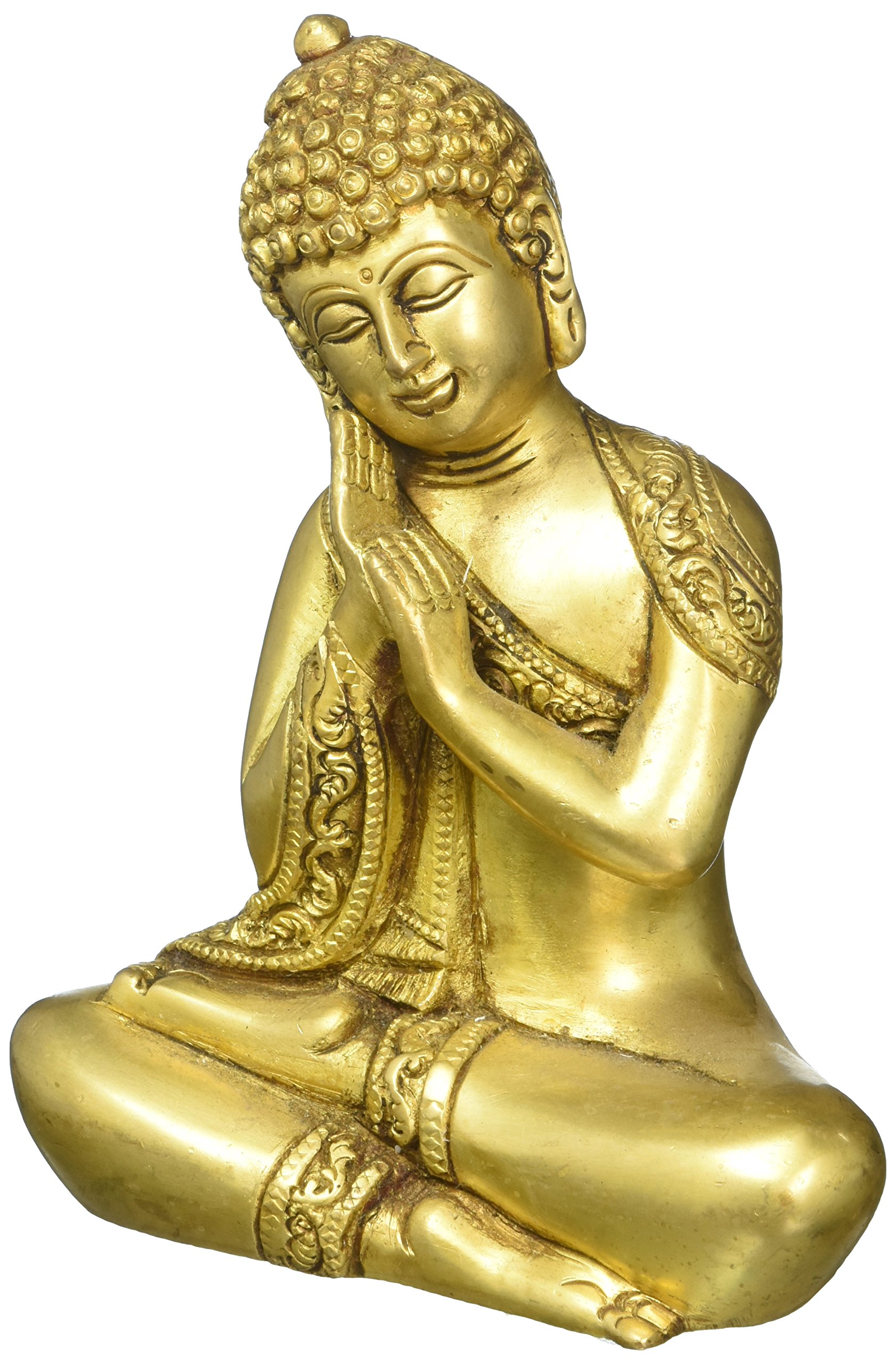 Statue de Bouddha au repos en laiton objet decoration asiatique et sculpture zen