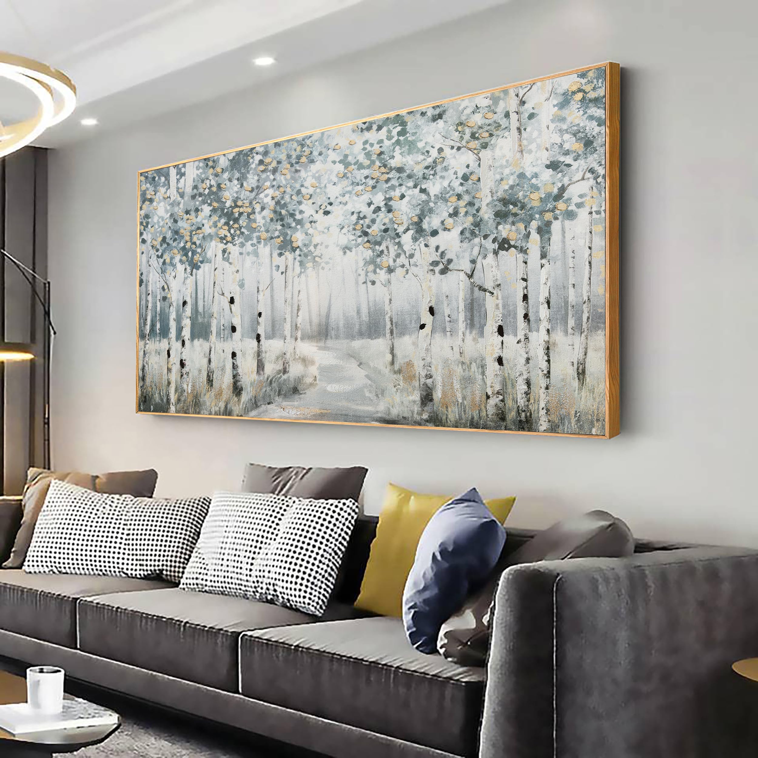 Wall Art For Living Room Framed Natural Landscape Forest Path Canvas Wall Art Abstract Tree Wall Decor Art Paintings Colorful Modern Artwork Decor For Bedroom Office 24 * 48 Inch