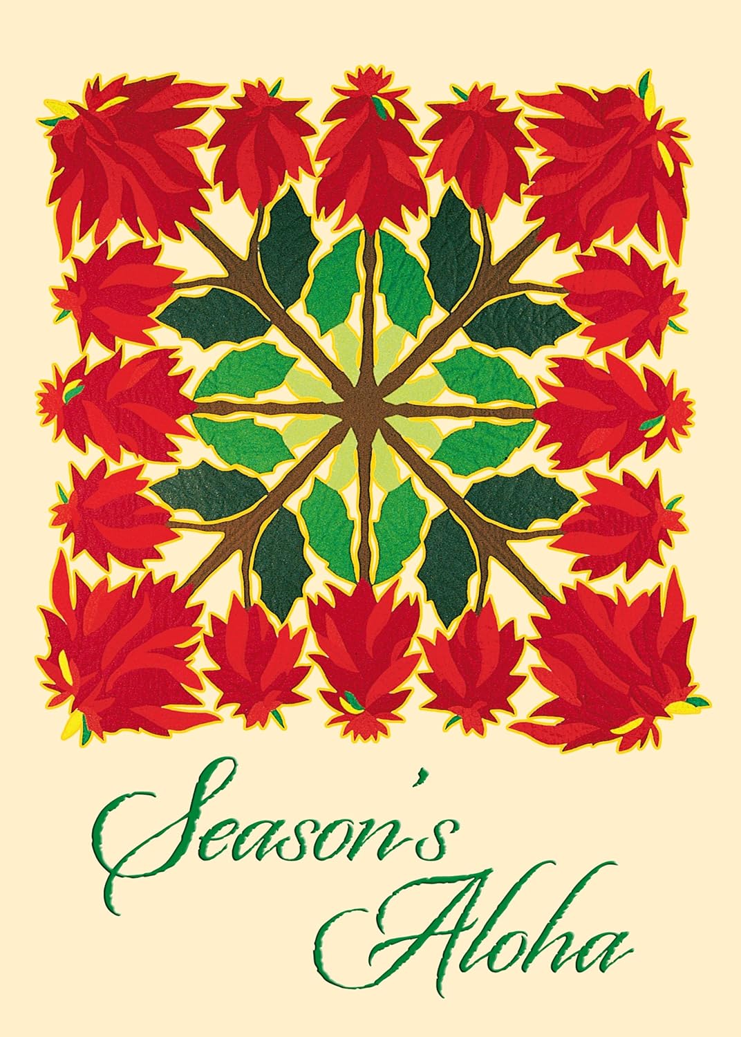 Pacifica Island Art Hawaiian Christmas Cards Set (12) Hawaiian Holiday Quilt