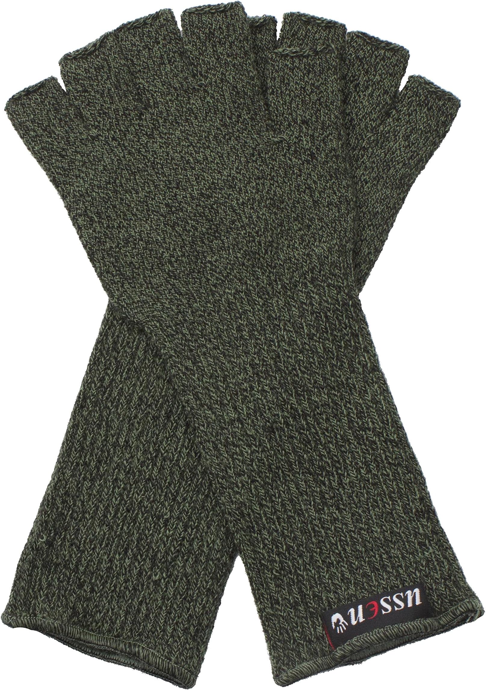 Mens 1 Pair Ussen Baltic Half Finger Gloves In 2 Colours - One Size - Bottle Green