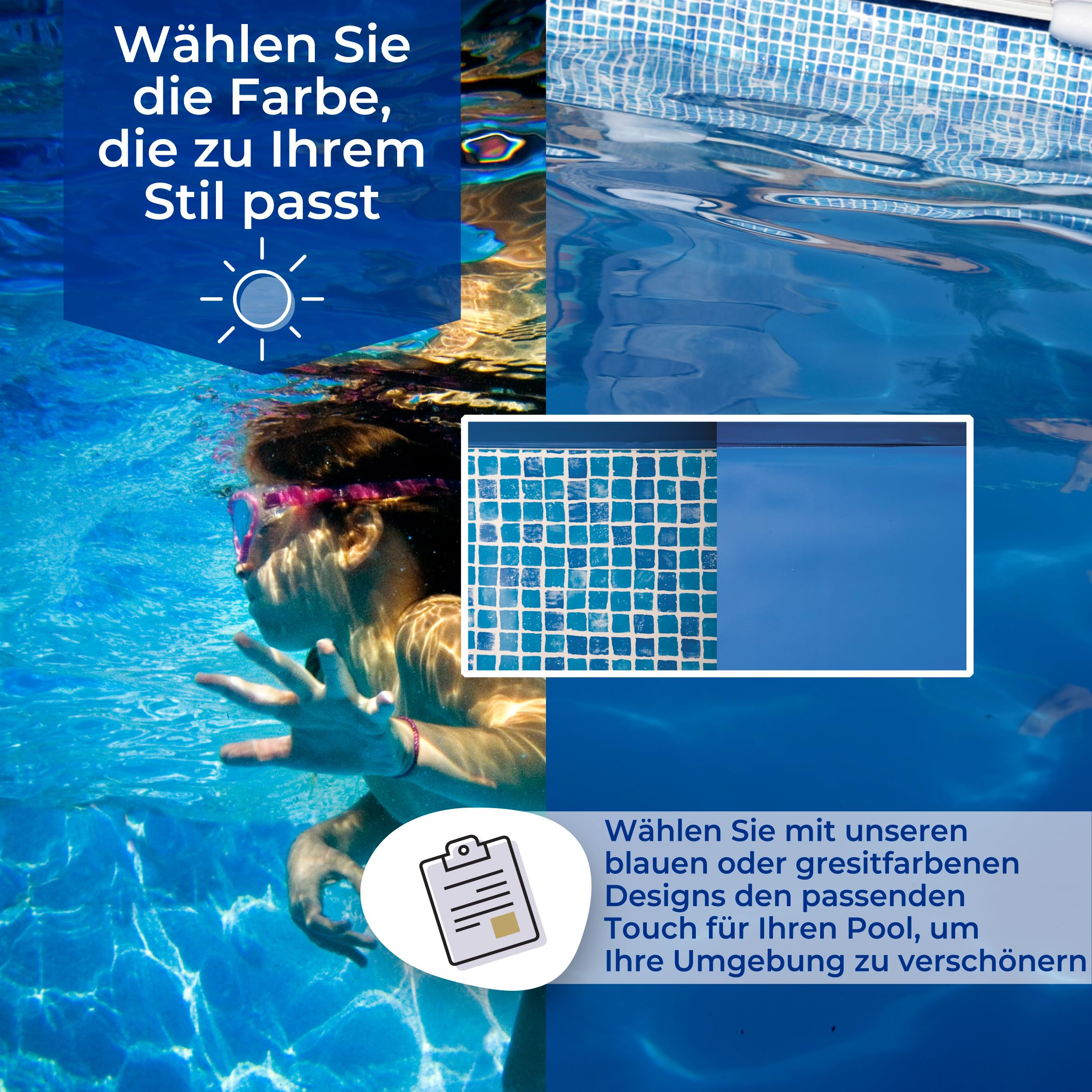 Gre FPROV500 - Poolfolie für ovale Pools, 500 x 300 x 120 cm (Länge x Breite x Höhe), Hängesystem, Farbe Blau