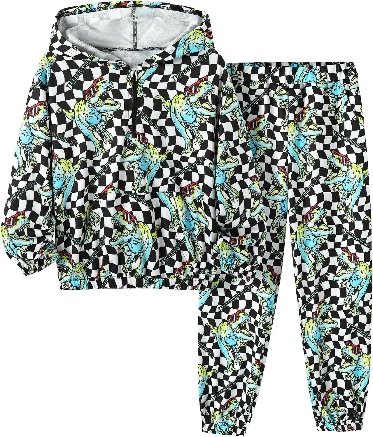 DISAUR Boys 2 Piece Outfit Half Zip Printed Hoodie Jogger Pants, Ages 5-14