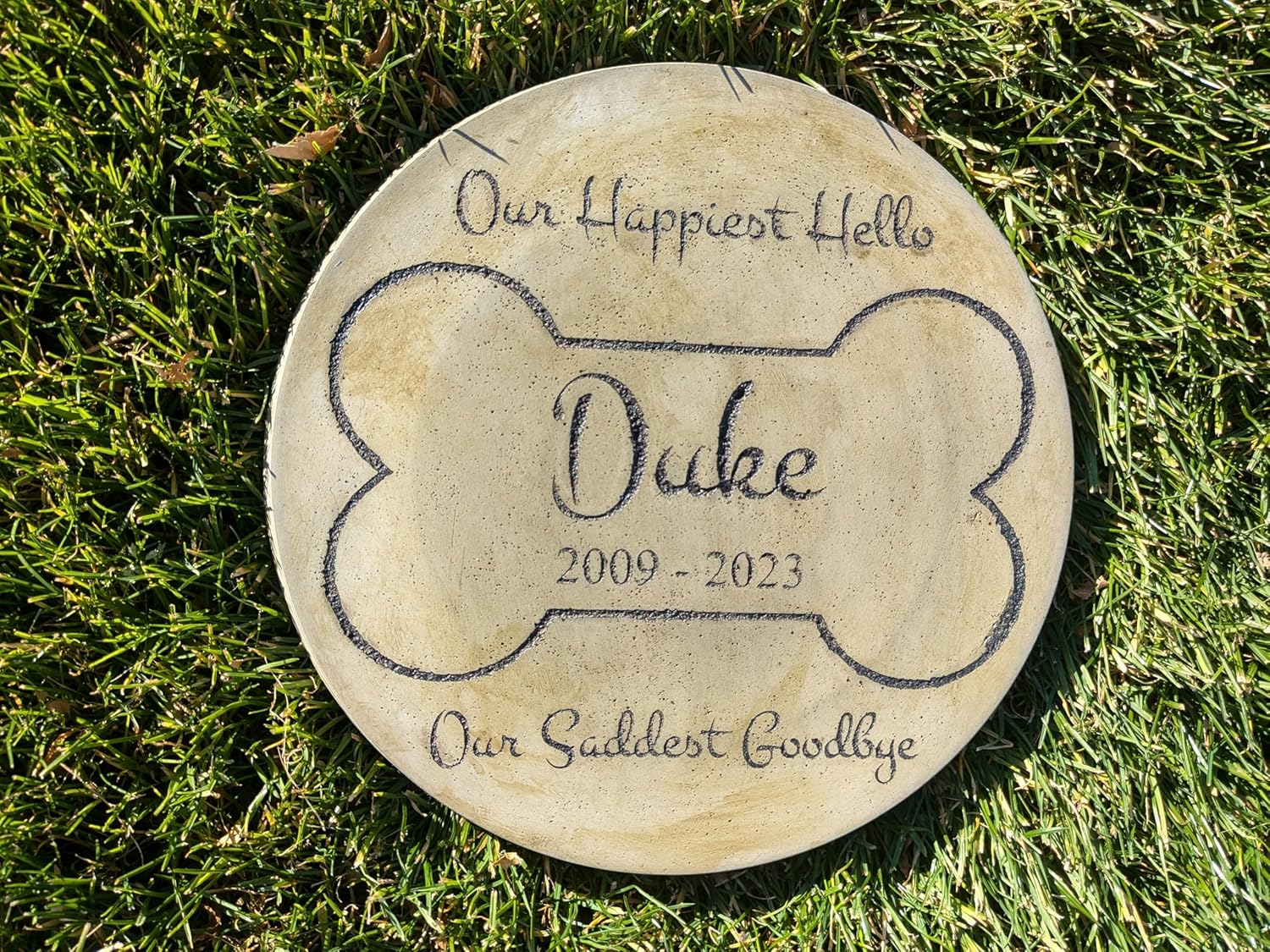 Custom Engraved Pet Memorial 11" Diameter 'Our Happiest Hello Our Saddest Goodbye