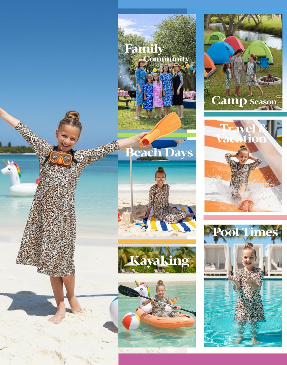Shira Modest Girls Swim Dress | 3/4 Sleeve Swimdress, Tznius Cover Up, UPF 50+, Quick-Dry - Image 2