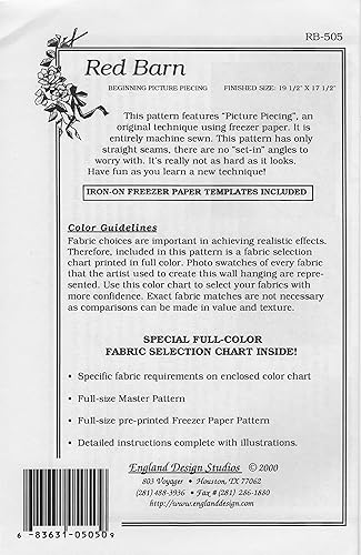 Miniatura 5 de Red Barn - Nueva forma de patrón de piezas de papel de base (piezas de foto) - Bloque de edredón de 19 12 "x 17 12"