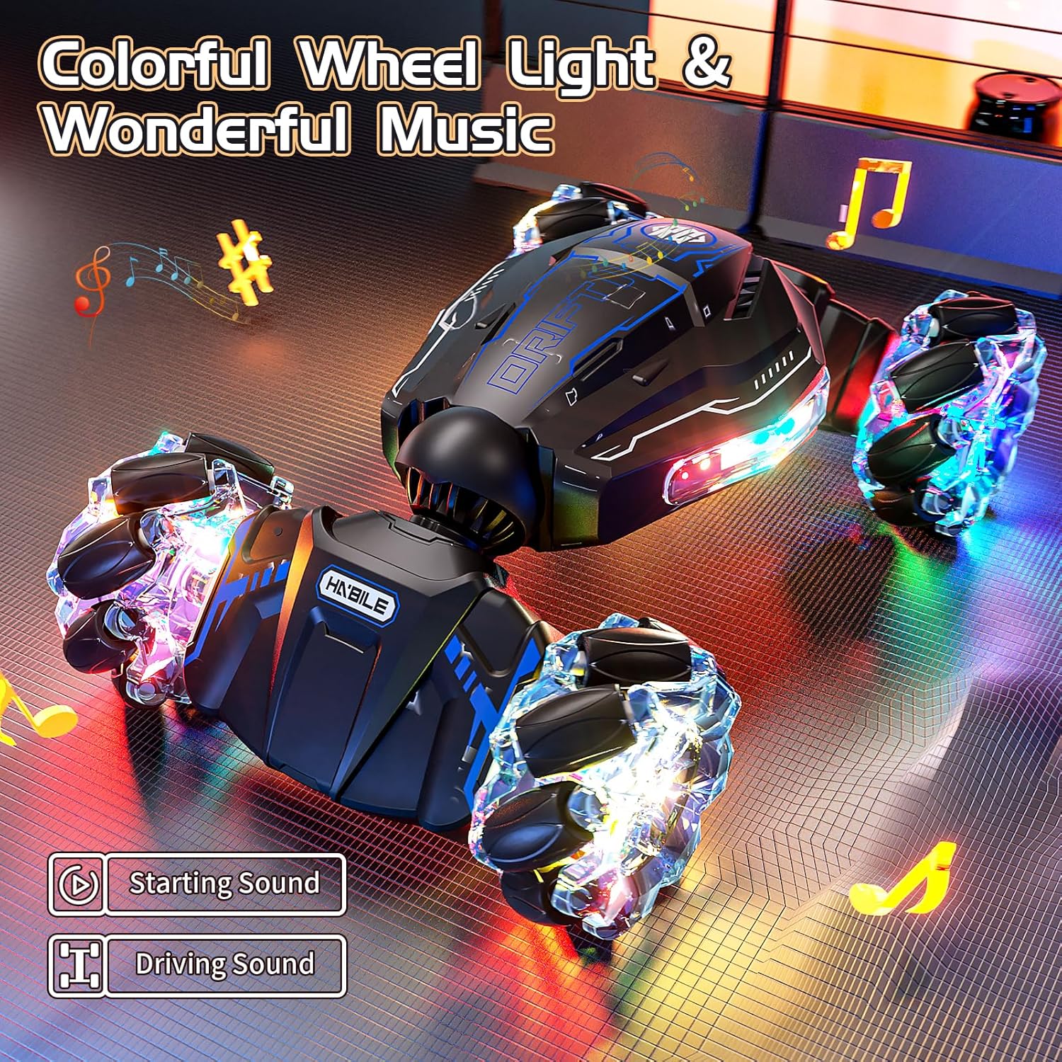 4WD Remote Control Car for Boys,2.4GHz Gesture Sensing Drift RC Cars,360°Flips Off-Road Hand Controlled RC Stunt Car with Lights Music,Toy Car Birthday Gifts for Boys Kids Age 6+ (Blue