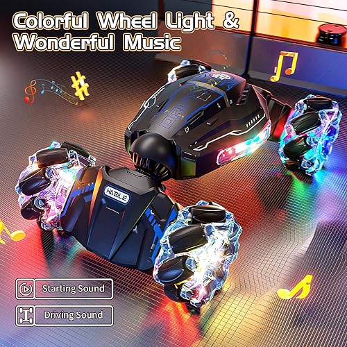 Miniatura 3 de Auto a control remoto, 2.4GHz 4WD Gesture Sensing RC Stunt Car, Drift controlado a mano con luz y música, regalos de cumpleaños geniales para niños