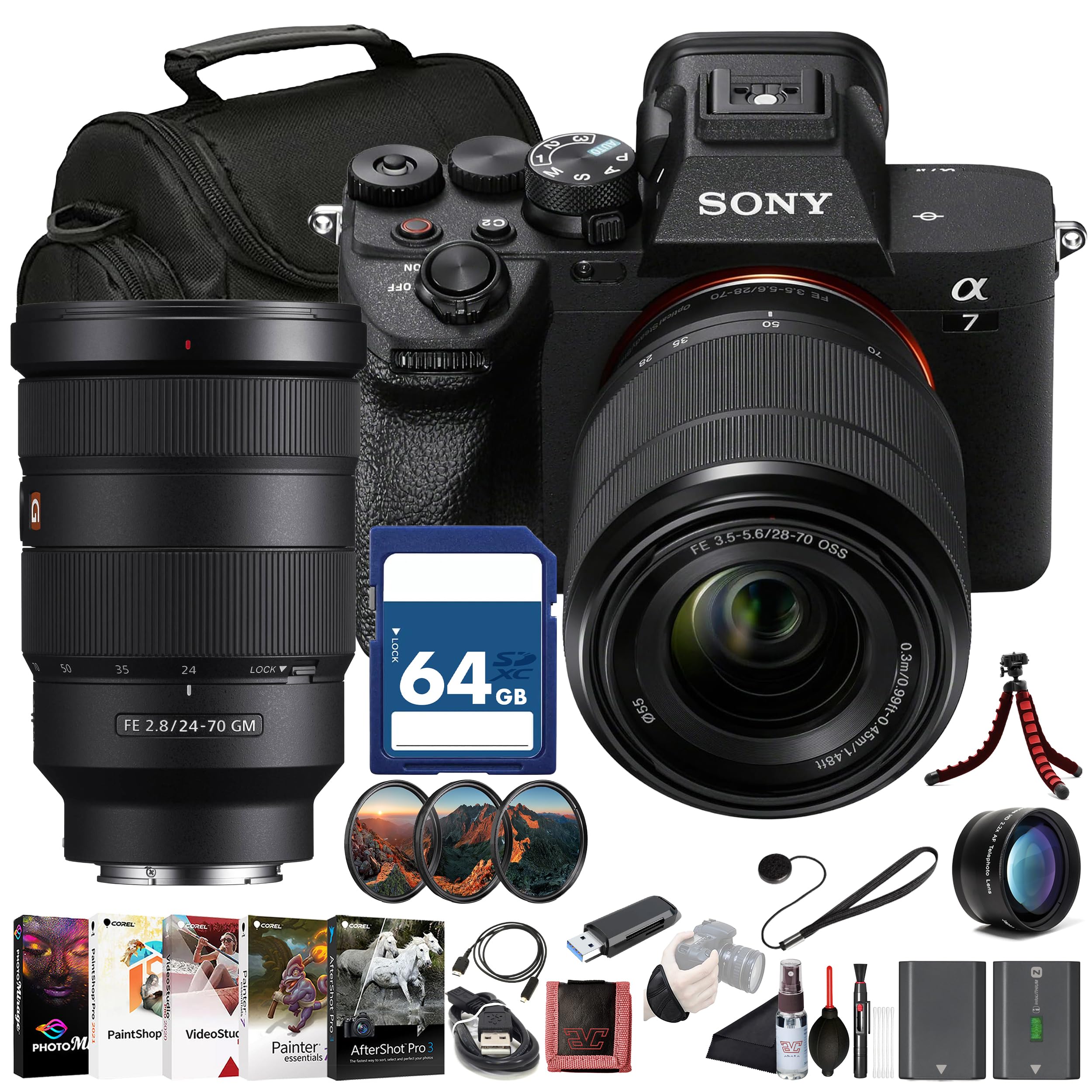 Sony α7 IV Mirrorless Camera Kit (ILCE-7M4K/B) with 28–70mm OSS Lens | 33 MP Full-Frame Sensor | 4K/60p Video | FE 24-70 Lens, 64GB Memory Card,