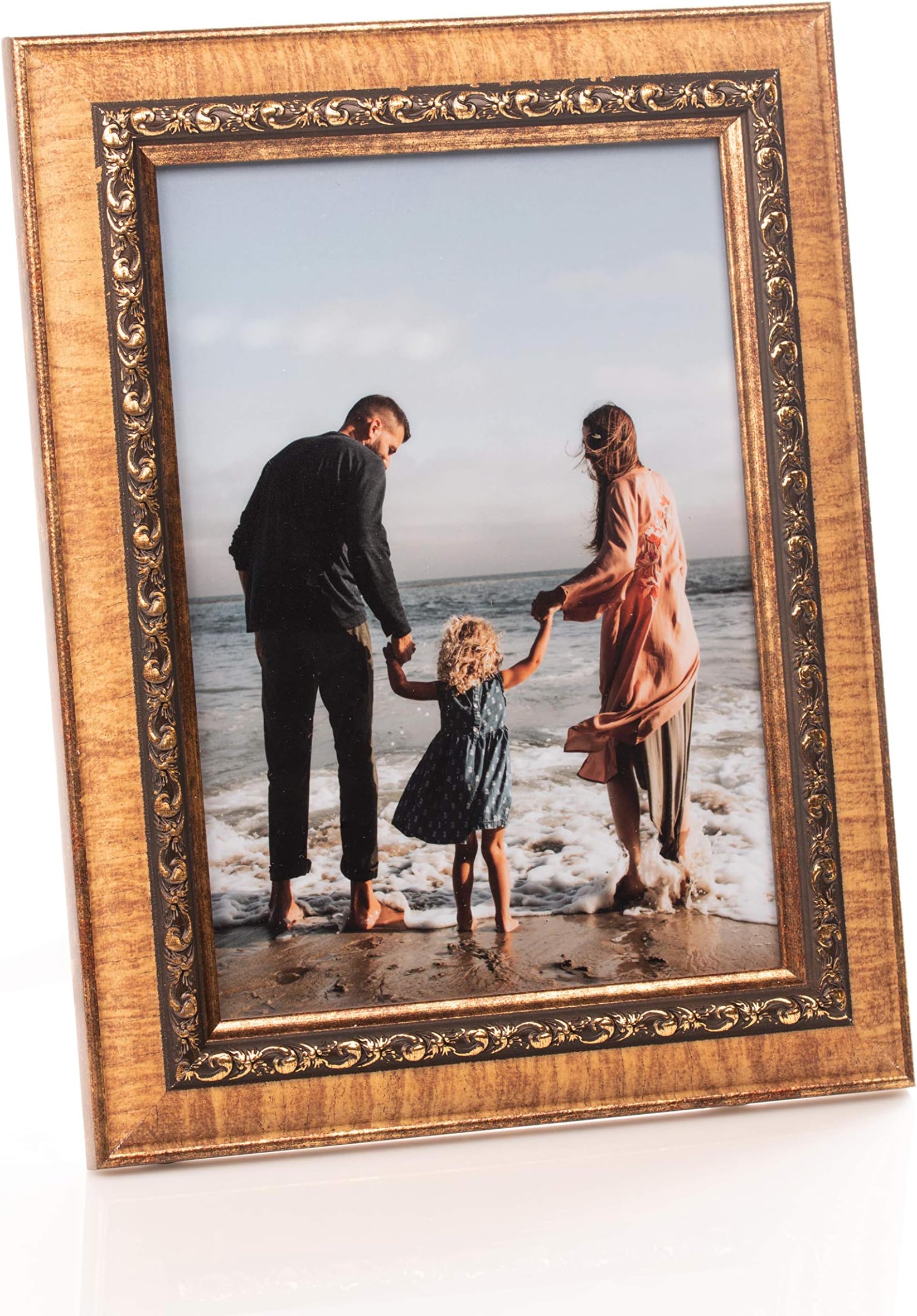 Baroque Style Classic Photo Frame - Perfect Size for 6x8,5 (15x21 cm) Pictures | Use Wall Mounted or Free Standing to Perfectly Fit Your Home | Photoframe for Cherished Memories Gold