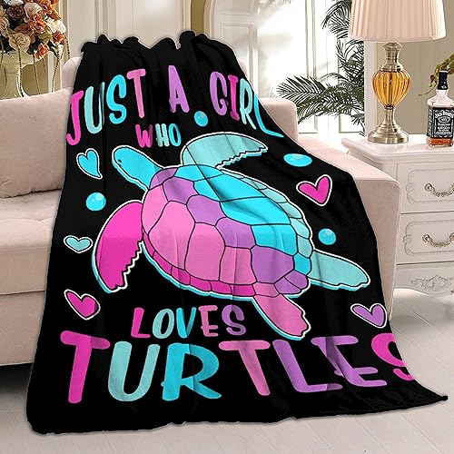 Miniatura 5 de Manta de tortuga marina Just Girl Who Loves Turtles, mantas suaves y mantas de franela acogedora y ligera, regalo perfecto para cama, sofá, sofá, 50