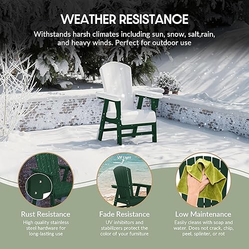 Vista 53 de WestinTrends Malibu Malibu Patio al aire libre HDPE plástico Adirondack silla comedor teca