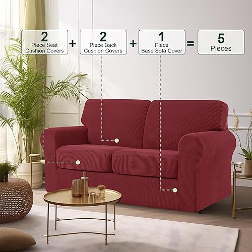 Vista 302 de CHUN YI - Funda elástica para sillón (3 piezas), funda para sofá de 1 plaza con un respaldo y cojín separado con banda elástica, tela jacquard