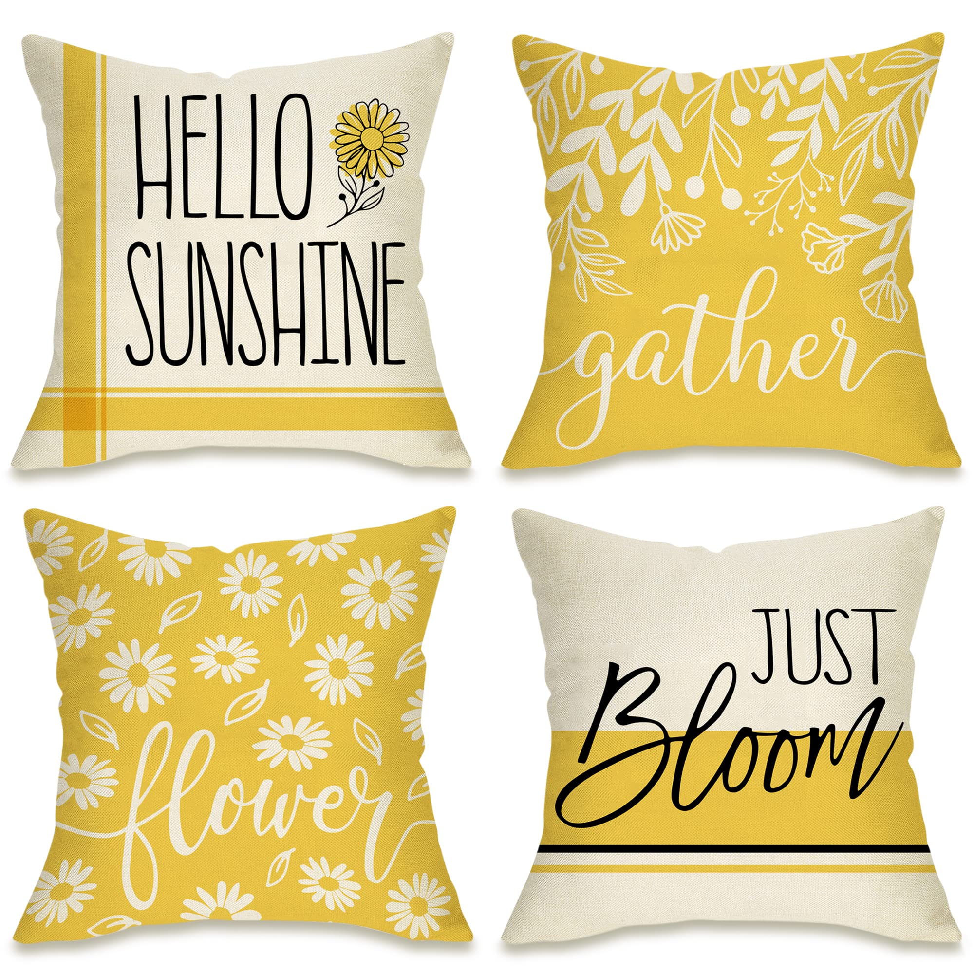Fahrendom Juego De 4 Fundas De Almohada Decorativas De Conejo De Pascua De 18 X 18 Pulgadas, Diseño De Conejos Religiosos De Alegría, Zanahoria, Flores, Bendiciones Para Exteriores, Decoración Del