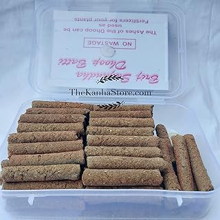 Brij Sugandha Brij Sugandha Desi Cow Dung Dhoop Batti – Pack of 81 Dhoop Batti for Puja with Loban Guggal Frankincense Havan Samagri by The Kanha Store