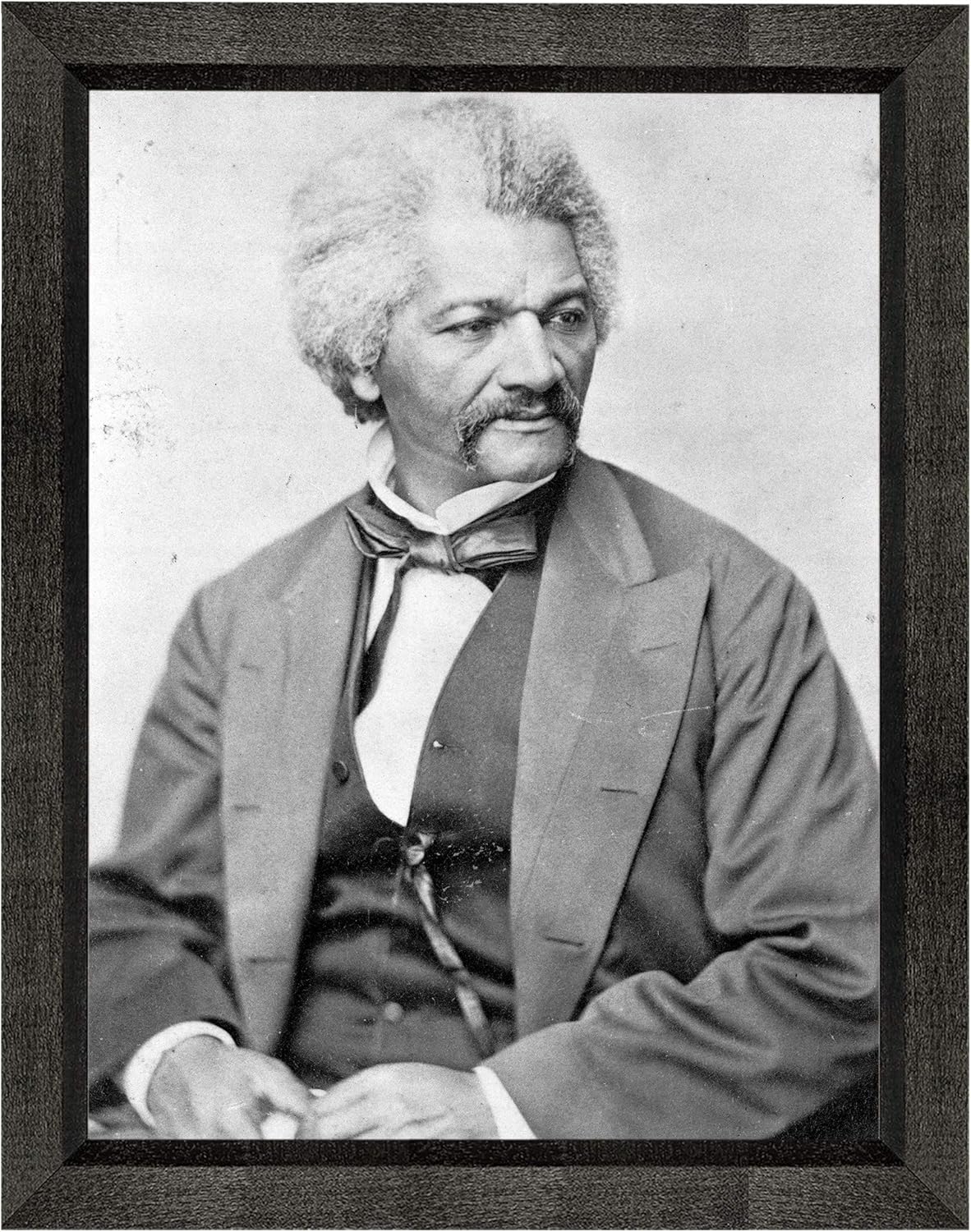 Frederick Douglass Photograph in a Black Beveled Frame - Historical Artwork from 1870 - (5" x 7") - Semi-Gloss