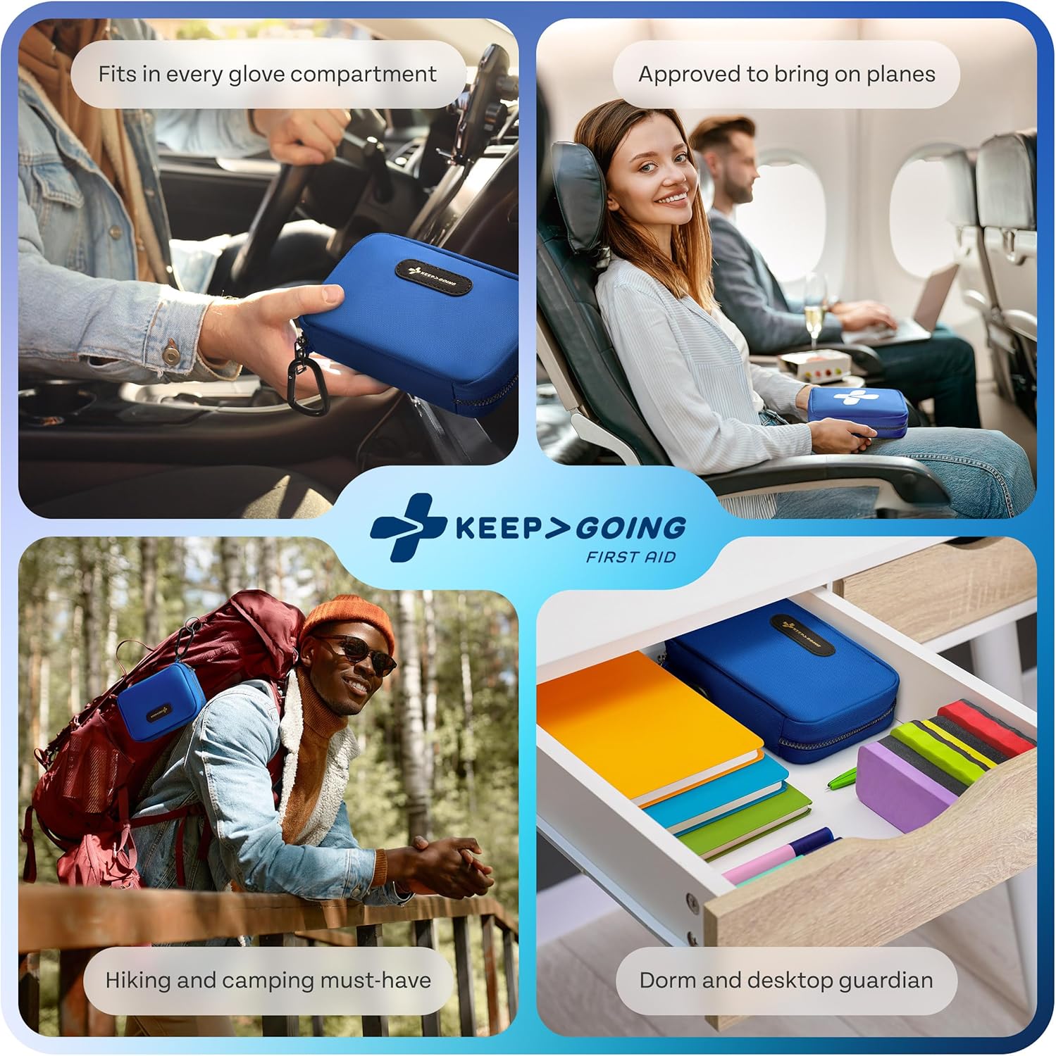 KeepGoing Travel First Aid Kit for Car, Home, Hiking, Camping and Outdoor Emergencies - First Aid Kit Travel Size TSA-Approved