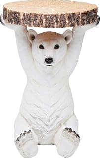 Kare Design Beistelltisch Animal Polarbär, Weiß/Braun, Rund, 37cm Durchmesser, 20kg Belastbarkeit, Nachttisch, Couchtisch, Schlafzimmer, Eisbär Motiv, 53x37x37cm (H/B/T)