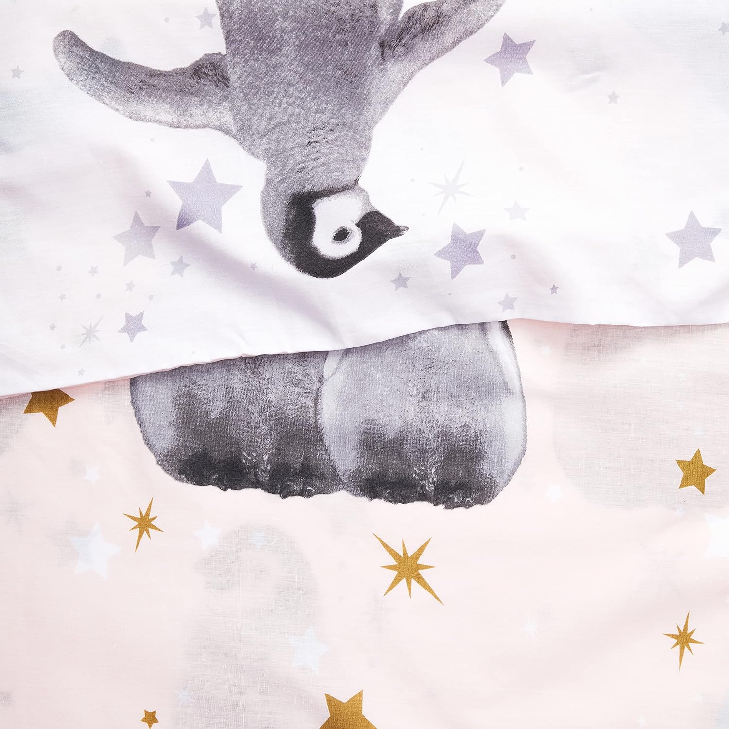 Rapport Starry Penguins 2 Piece UK Single/US Twin Sheet Set, 1 x Double Sided Sheet and 1 x Pillowcase - Pink