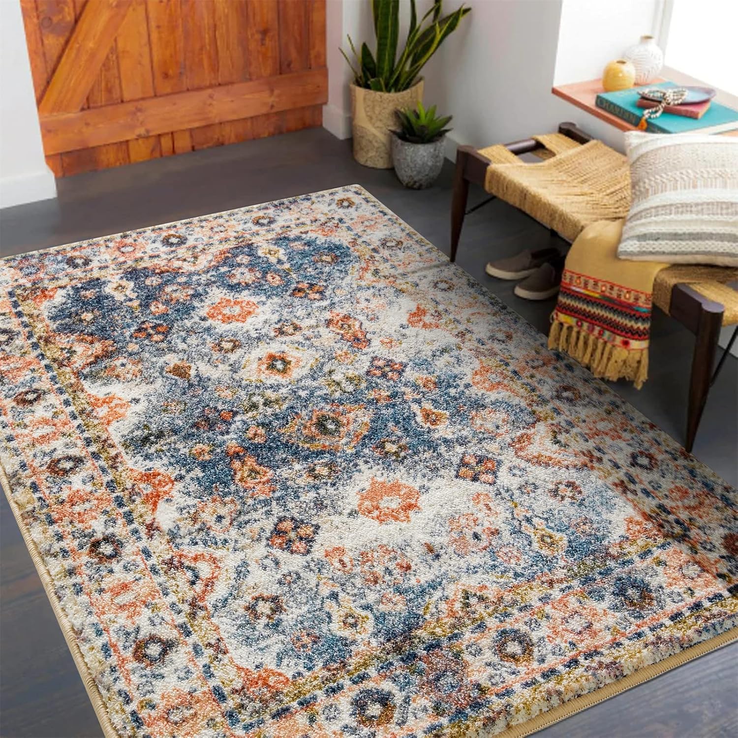 Vintage Tribal Area Rug Non Slip Machine Washable 3x5