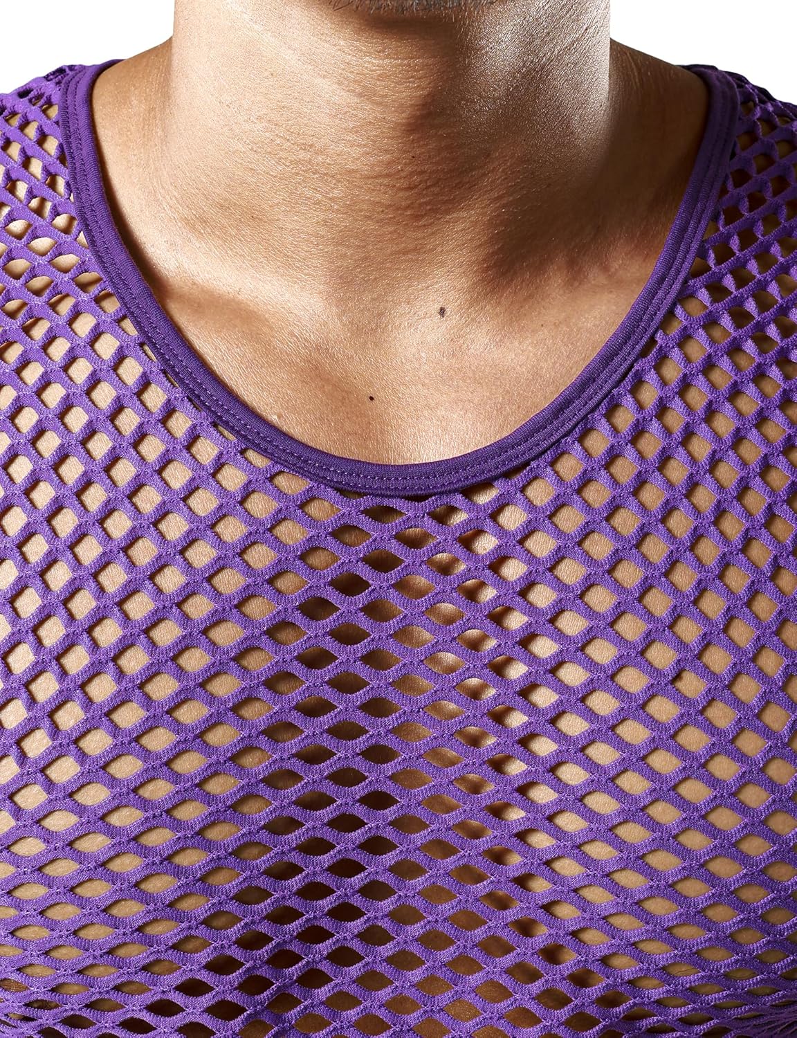 JOGAL Men's Mesh Fishnet Fitted Sleeveless Muscle Top - Image 5