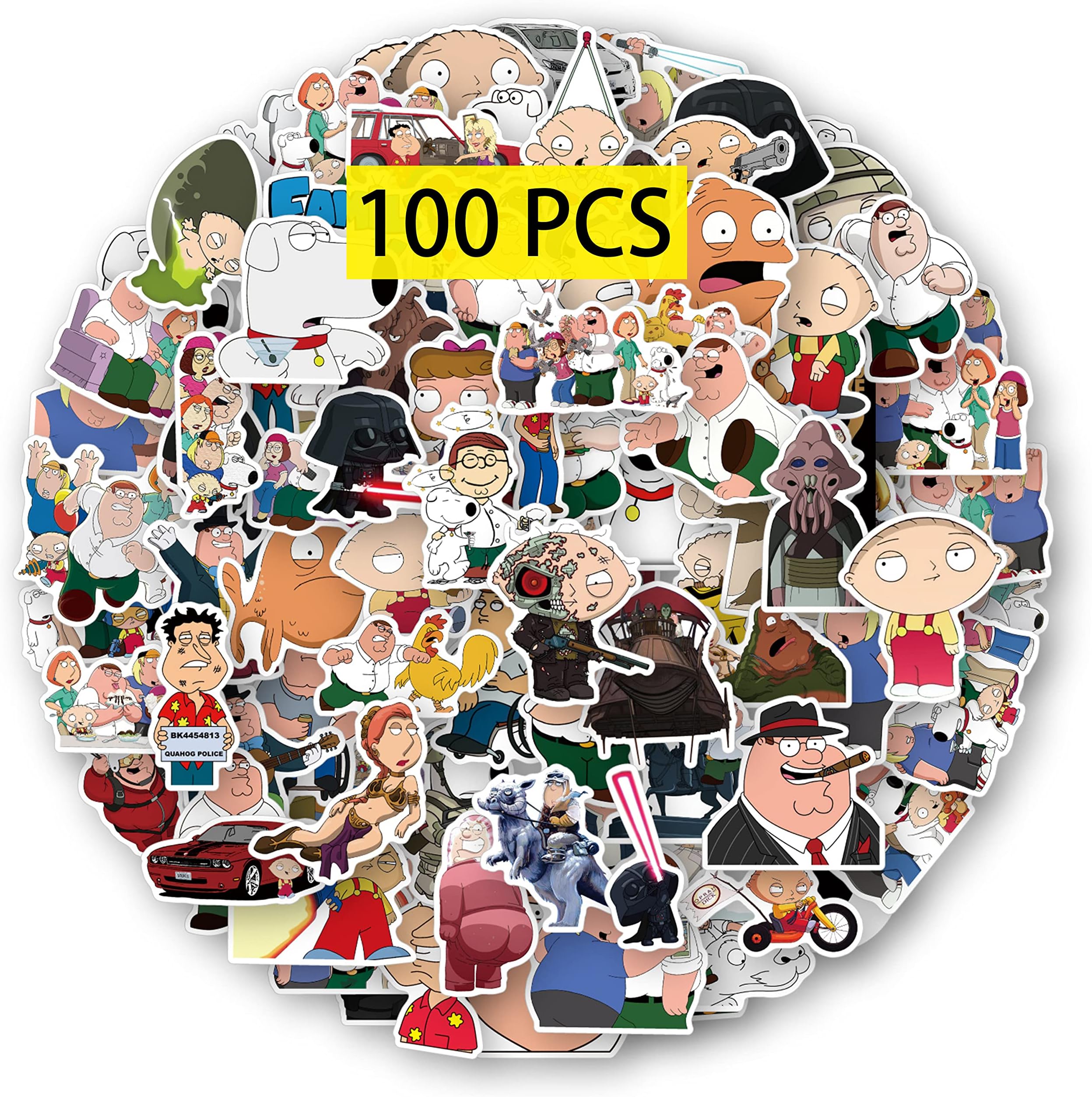 KilmilaKilmila Cartoon Guy Stickers （100 Pcs）House Merch Vinyl Stickers for Water Bottle Luggage Guitar Skateboard Cute Aesthetic Manga Gifts for Teens