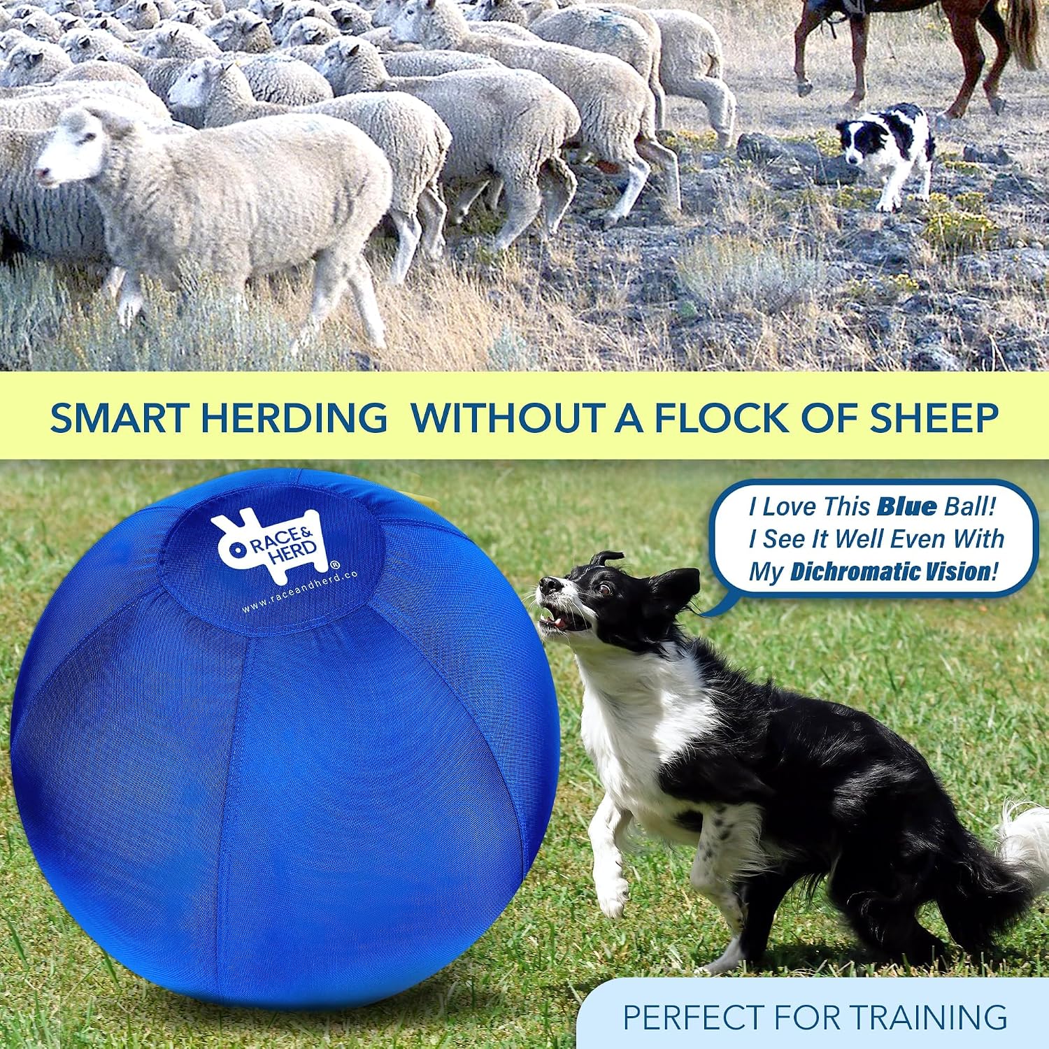 Race&Herd 22" Cover for Herding Ball for Dogs — Medium Sleeve Only (Ocean) | Washable Outer Layer Shell for Herd Balls, Australian Shepherd & Border Collie Toys, Zips Over Your Liner
