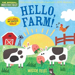 Indestructibles Hello, Farm! Chew-Proof Rip-Proof Baby Book - Nontoxic Washable Newborn Farm Animals Book