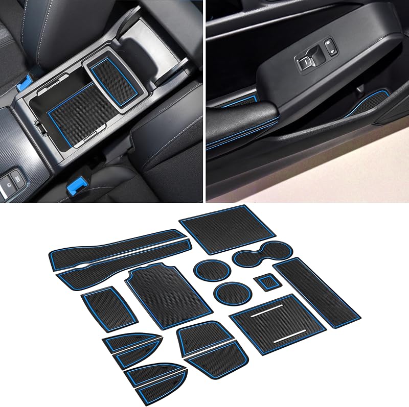 Kit de revestimentos para porta-copos e nichos internos SENSHINE compatível com Honda Civic Sedan 2022 a 2026, acabamento azul, 17 peças