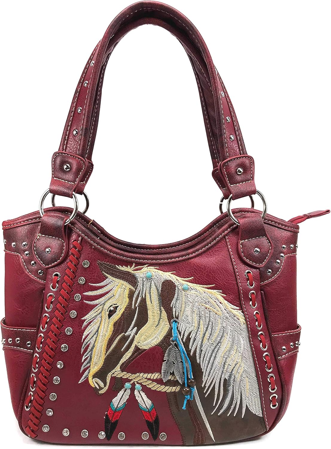 Zelris Dakota Dales Pony Horse Embroidery Mane Western Country Women Conceal Carry Tote Purse with Matching Wallet Set - Image 2