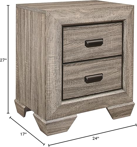 Miniatura 2 de NewCosmos Acabado natural 1 unidad de mesita de noche plana dos cajones de cola de milano mesa auxiliar de madera para dormitorio