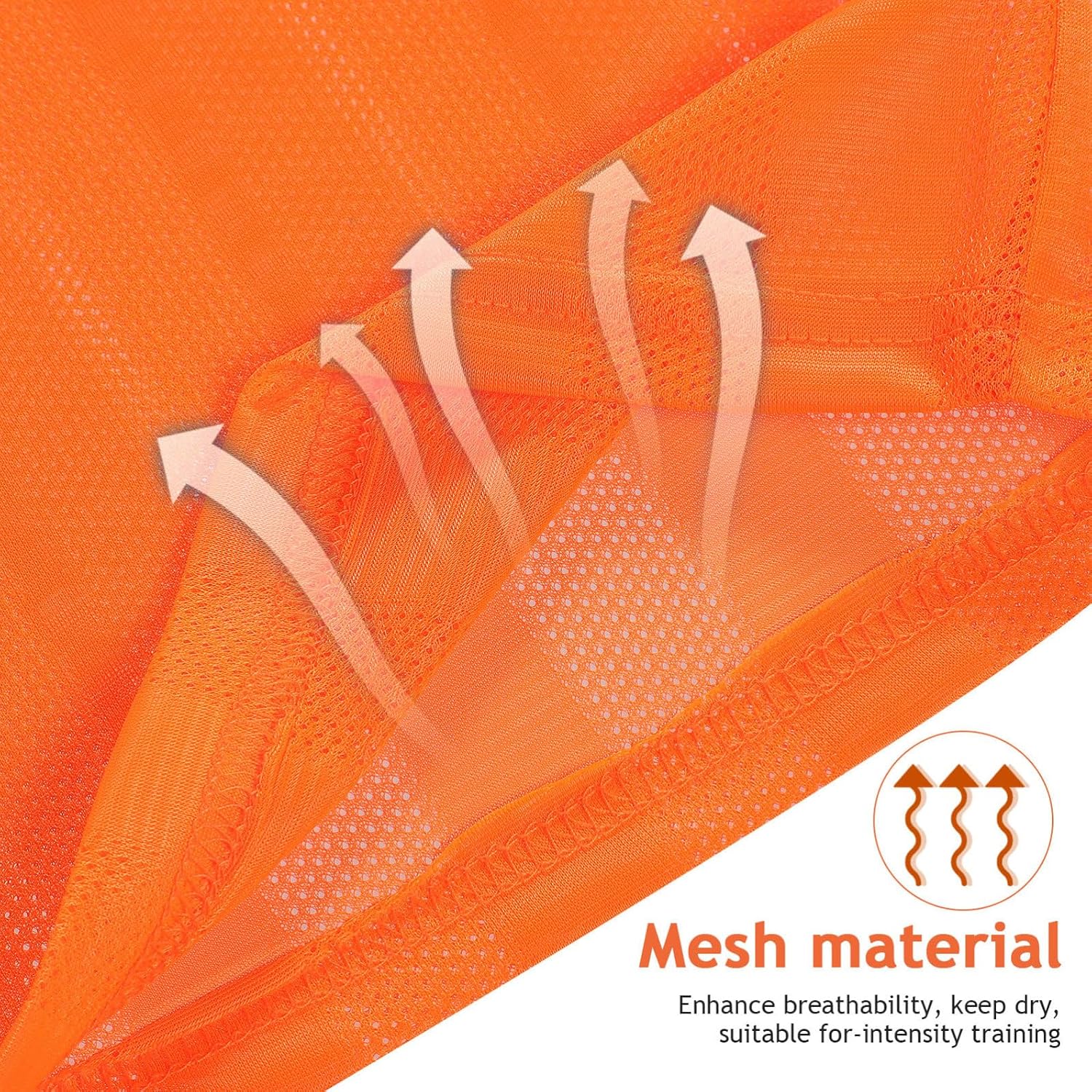 Yardwe 6pcs Orange Mesh Soccer Bibs Training Vests Set for Adult Team Practice, Striped Sleeveless Pinnies Jerseys for Football Basketball Running and Outdoor Sports