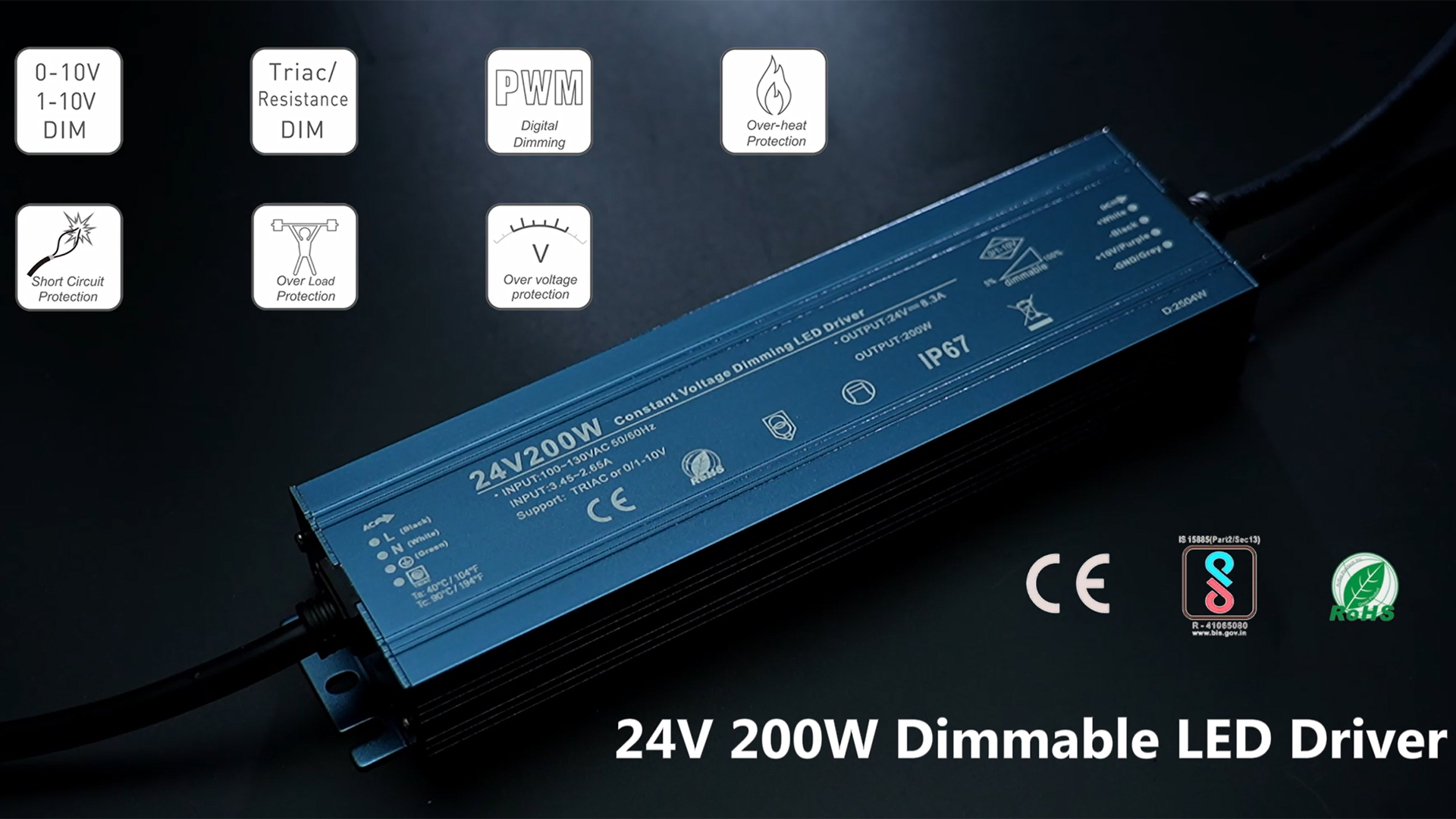 BENLUN Constant Voltage 12V 200W 16,7A Dimmable LED Driver, LED