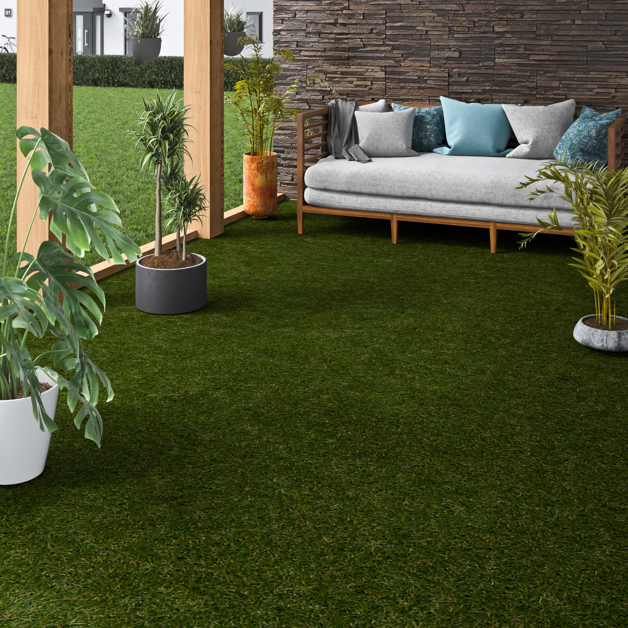 Snapstyle Gazon Artificiel I Tapis de Gazon avec Boutons I Résistant aux intempéries I Balcon I Terrasse I Tapis d'extérieur
