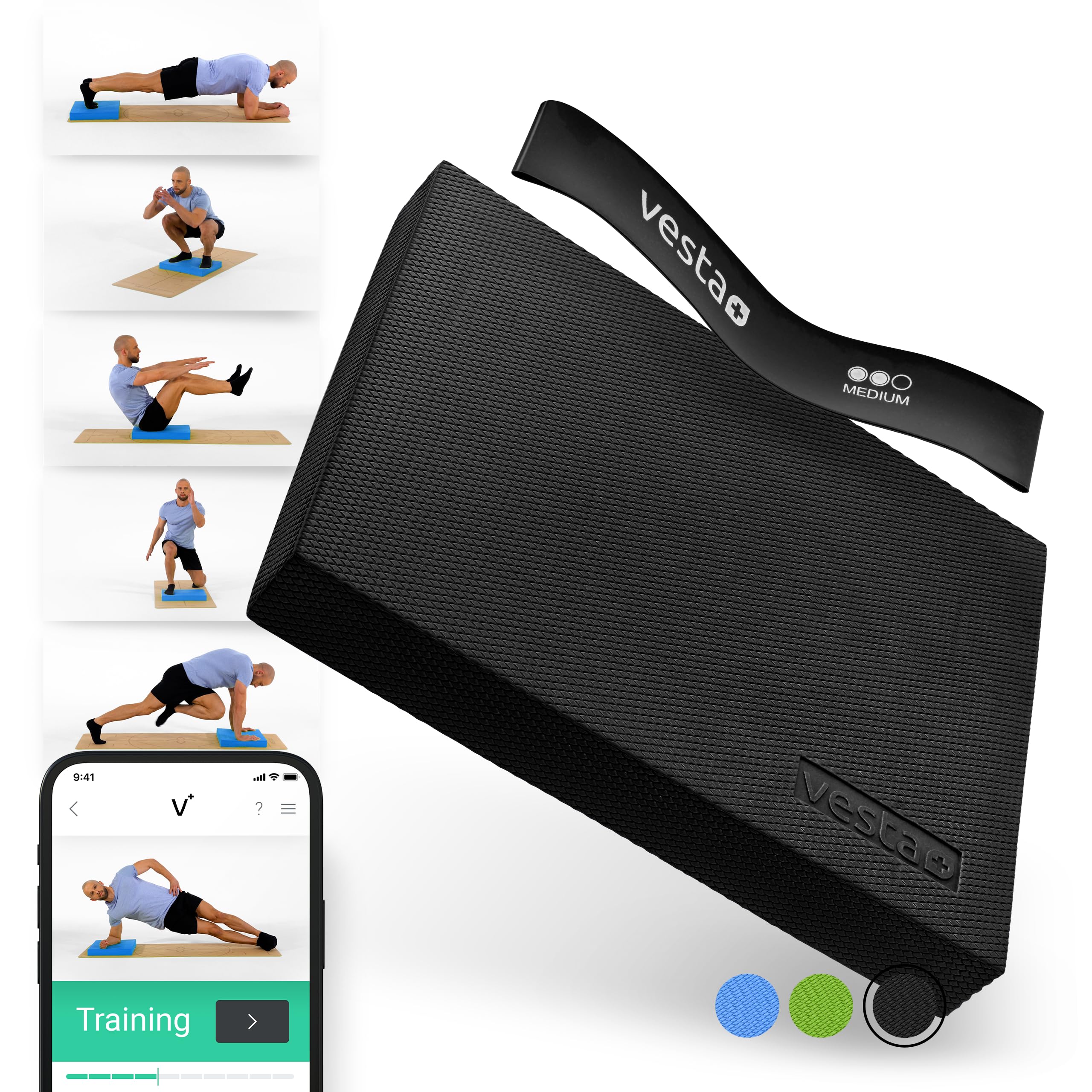 Vesta+ Balance Pad XXL + APP, Wackelpad und Gleichgewichtskissen - Balance Pad Physiotherapie für das Plus in Deinem Training, Balancepad, Gymnastik Kissen, Balance Matte
