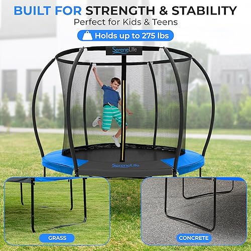 Miniatura 28 de Serenelife 12FT 10FT 8FT Recreational Trampolines with Enclosure Net and Ladder and Anti-Rust Coating, ASTM Approved Trampoline Outdoor for Kids and