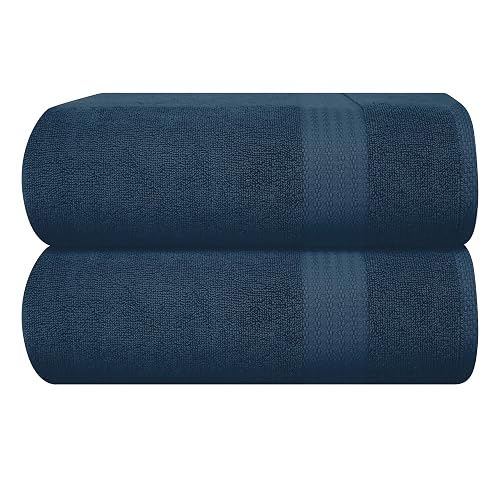 GLAMBURG Premium Cotton Oversized 2 Pack Bath Sheet 35x70-100% Pure Cotton - Ideal for Everyday use - Ultra Soft & Highly Absorbent - Machine Washable - Mineral Blue - 2 Pack Bathsheet - Mineral Blue