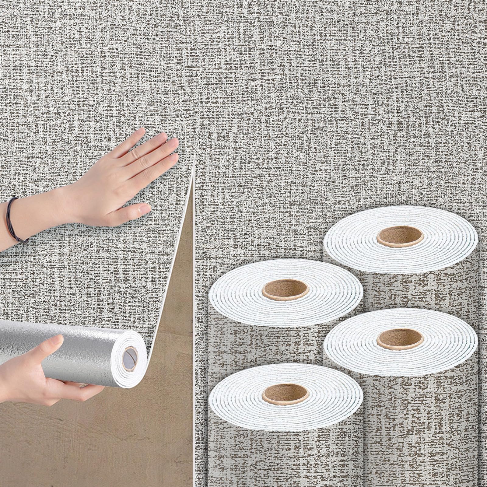 Papel Pintado Decorativo, Gris para Dormitorio y baño con Textura.
