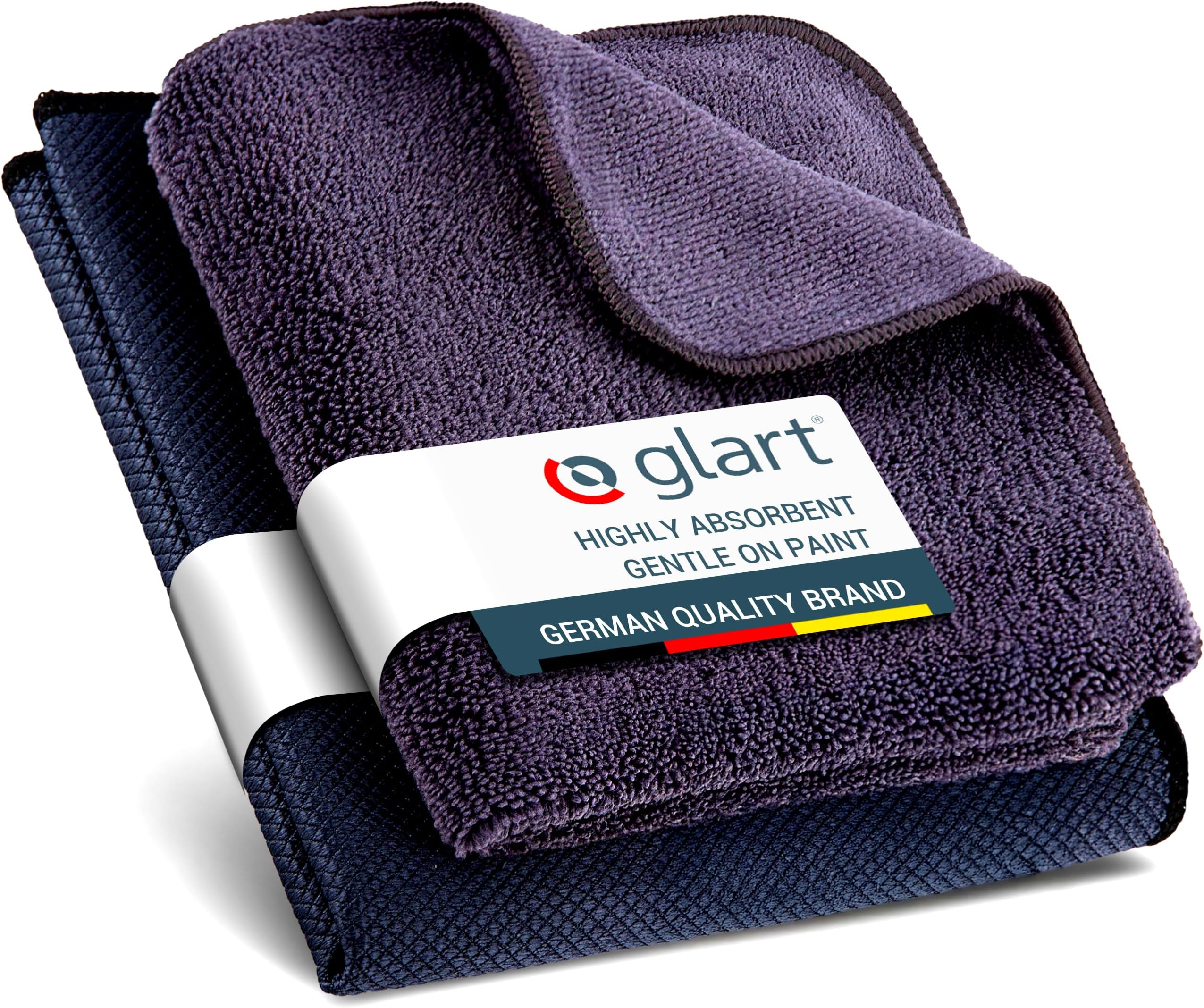 Glart 4484 Microfiber Cloths 4pc Set - 40x40cm - 360 GSM - Lint-free & Absorbent - Edged, Machine Washable - for Car, Home, Bathroom, Kitchen - 80% Polyester, 20% Polyamide - Grey/Blue