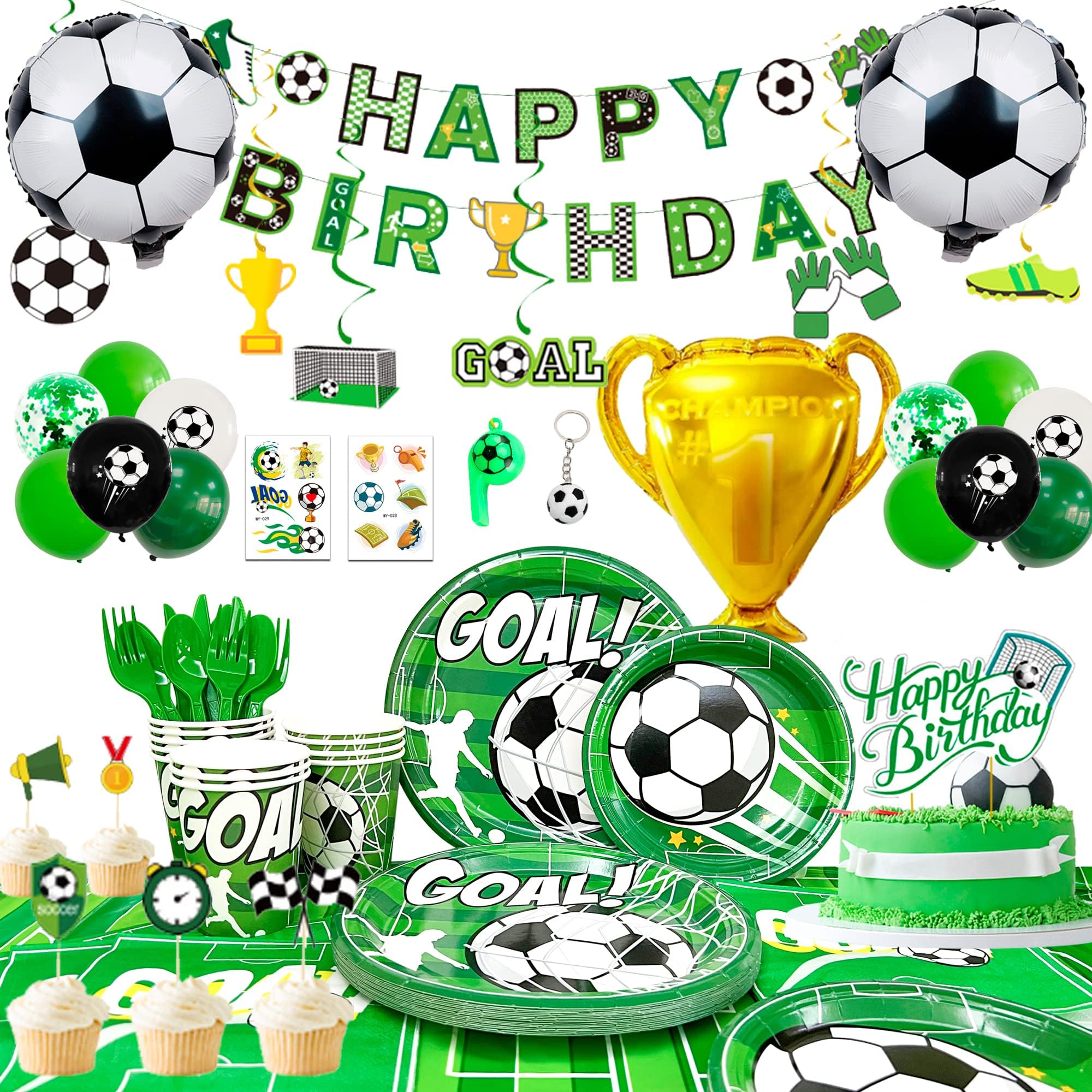 Soccer Birthday Party Decorations,181Pcs Soccer Theme Birthday Party