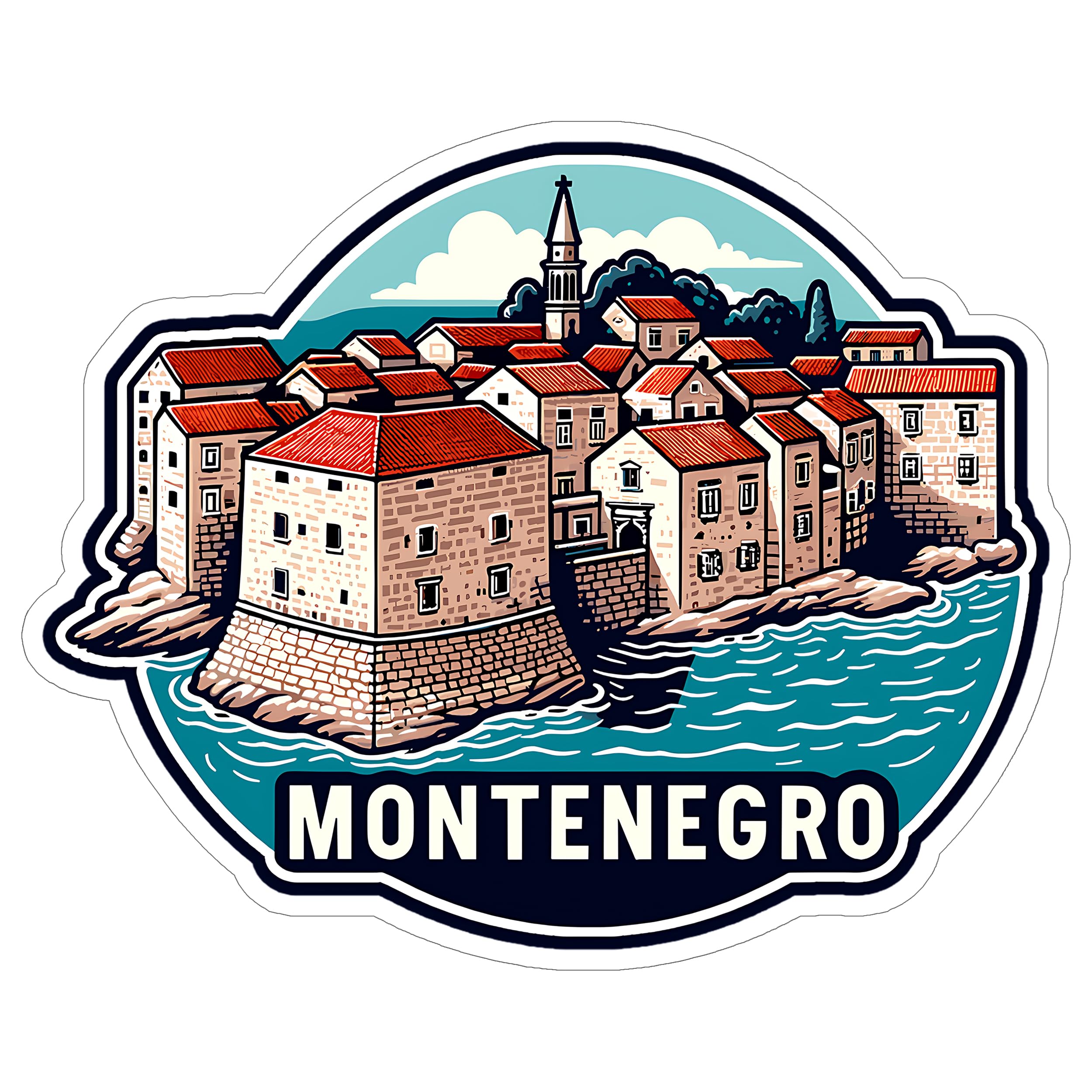 Montenegro Sticker 4 Inch City Travel Souvenir Destination - Waterproof Vinyl Decal for Laptop Water Bottle Car Tumbler - Durable Aesthetic Long-Lasting Stickers for Adults ID44990