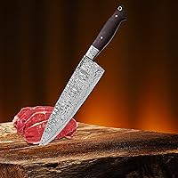 Vista 5 de Jayger Cuchillo de chef de cocina de Damasco - Cuchilla afilada - Cuchillos profesionales de espiga completa Cuchillo de carnicero - Cuchillo