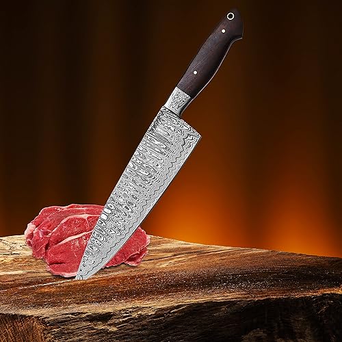 Miniatura 5 de Jayger Cuchillo de chef de cocina de Damasco - Cuchilla afilada - Cuchillos profesionales de espiga completa Cuchillo de carnicero - Cuchillo de