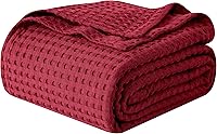Elegant Comfort 100% Cotton Waffle Blanket Twin 68x88 Burgundy - Lightweight Breathable All-Season Bed Blanket for Couch Sofa Bed