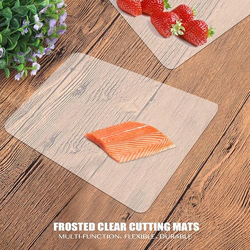 Miniatura 6 de Fotouzy Tablas de cortar de plástico flexibles para cocina, 4 alfombrillas de corte transparentes esmeriladas de 15 x 12 pulgadas, sin BPA, no