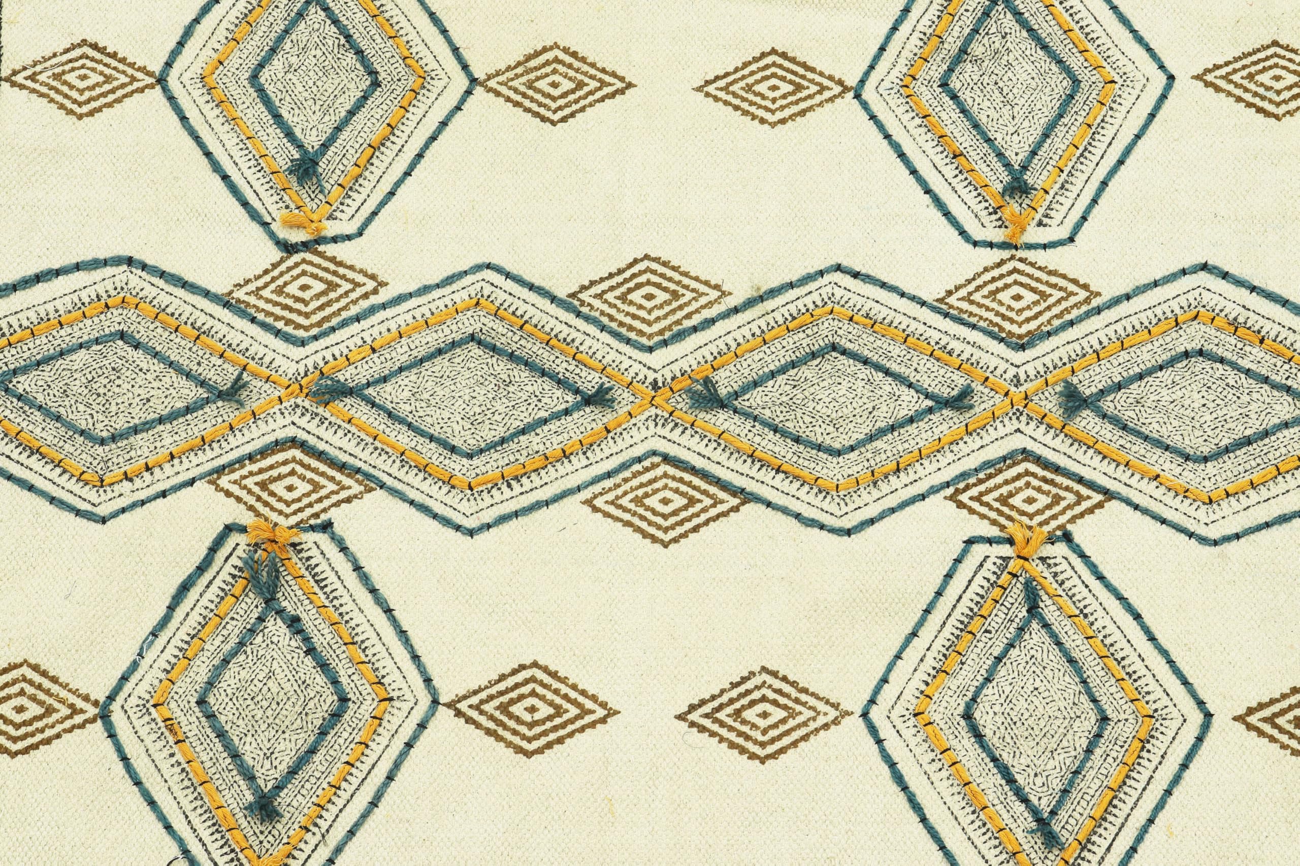 Kelim-Teppich, 3 m, quadratisch, matt, grau und beige, geometrisch, dick, 0,48 cm, Flachgewebe, handwaschbar, für drinnen und draußen, Baumwollteppiche für Flur, Esszimmer