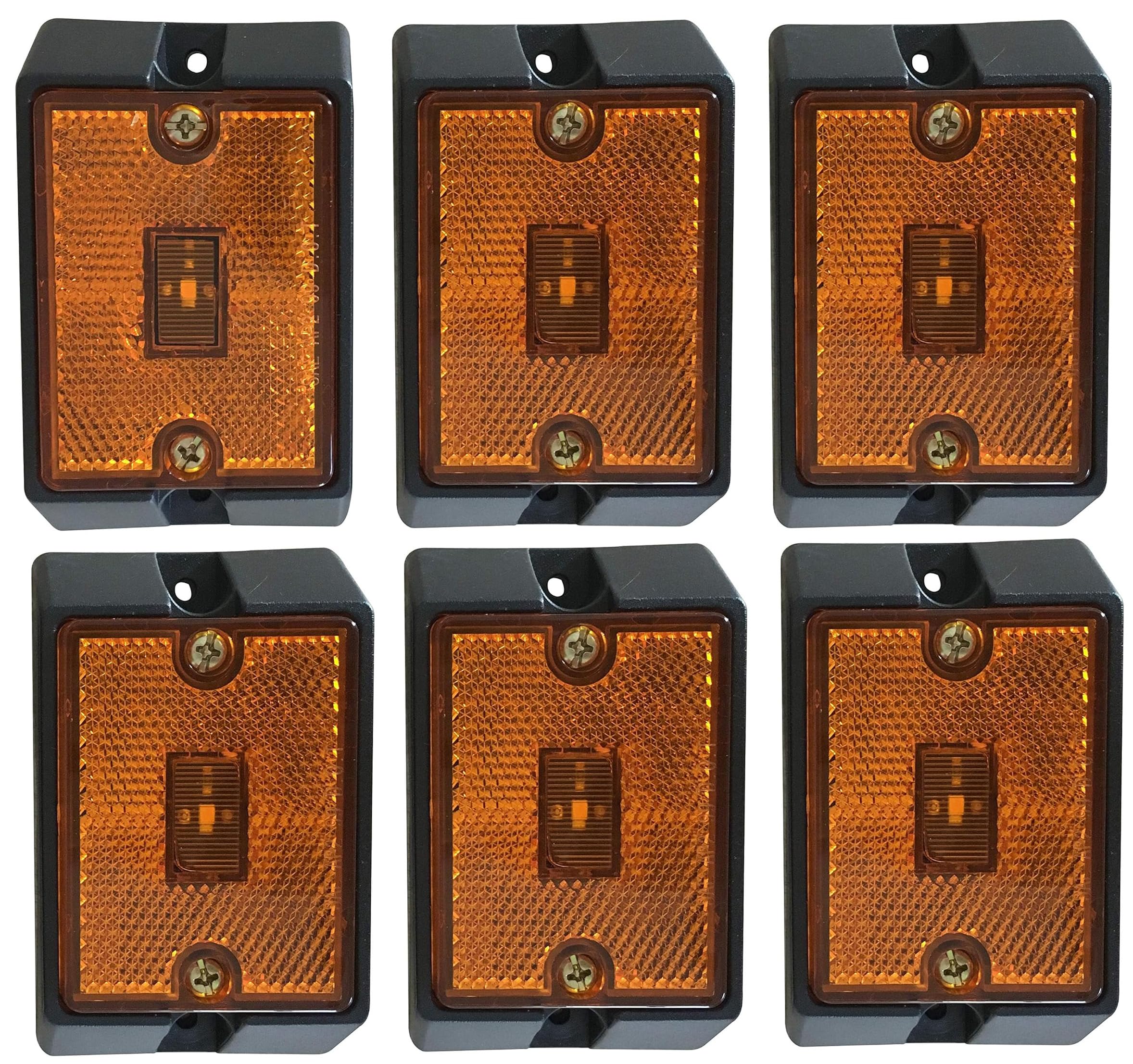 MAXXHAUL 50929 2x3 inch Square Rectangular Side Marker LED Clearance Light with Reflector for Utility Boat Trailer RV Truck DOT Compliant Waterproof &amp; Submersible - 6 Pieces