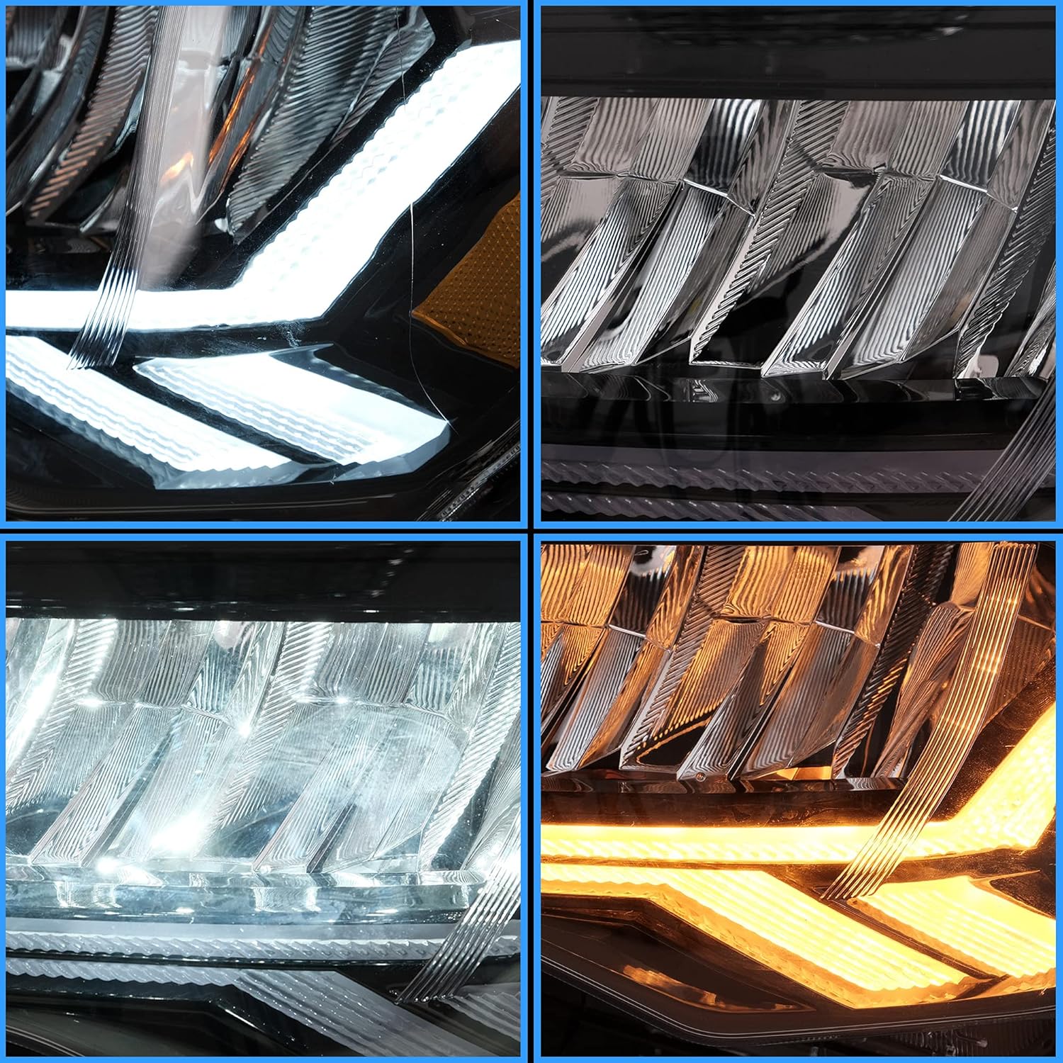 VLAND Projector Headlights Compatible with 4Runner 2014-2023 w/Amber Sequential Turn Signal w/Dynamic Animation& Breathing Lighting, Amber Reflector(Not Fit Led High/Low Beams Models)