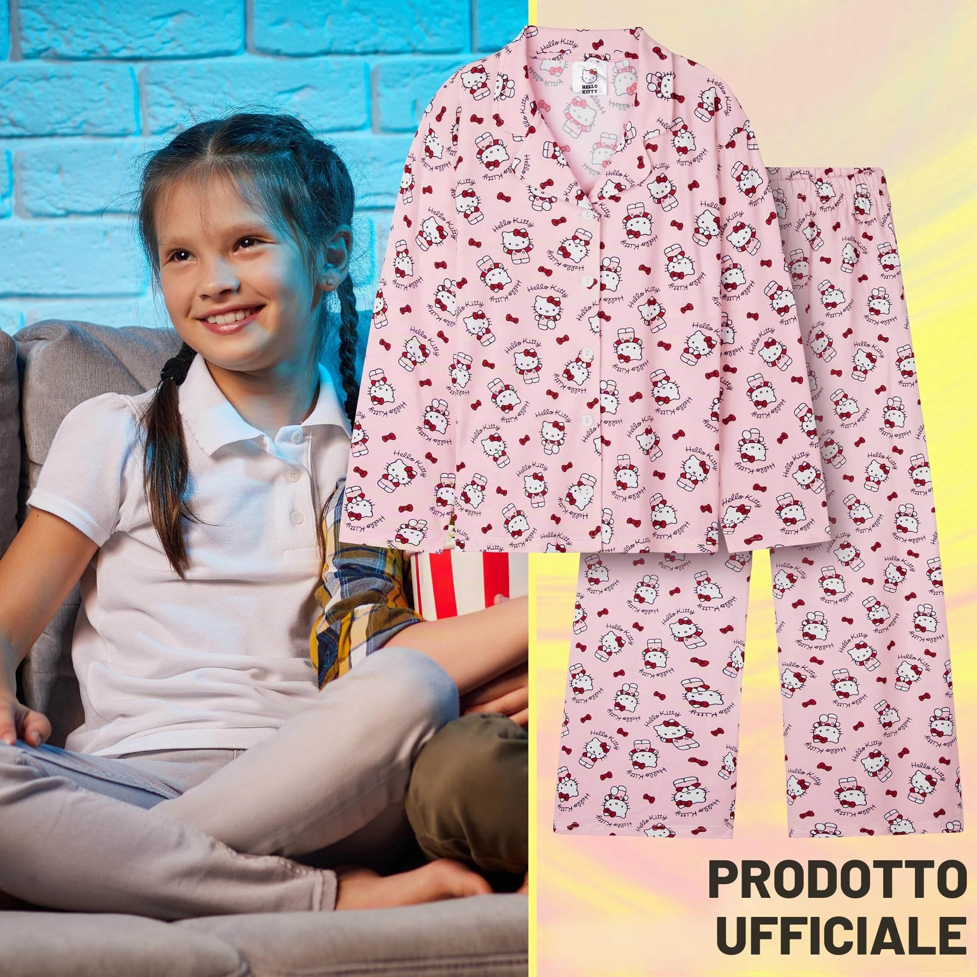 Hello Kitty Sanrio Pigiama Bambina e Adolescenti, Morbido Superiore e Inferiore Pigiami Bambini Kuromi, Kawaii Regalo Ragazza
